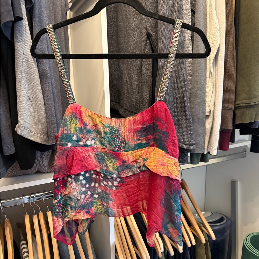 Zara Multicolor Camisole Top with Sparkle Straps